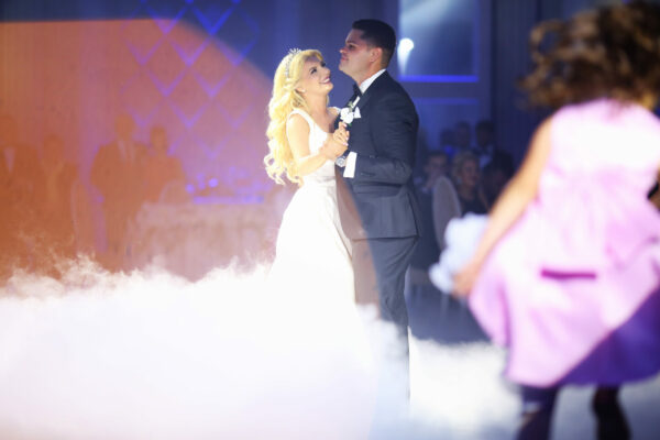 Beautiful wedding couple dancing on their wedding